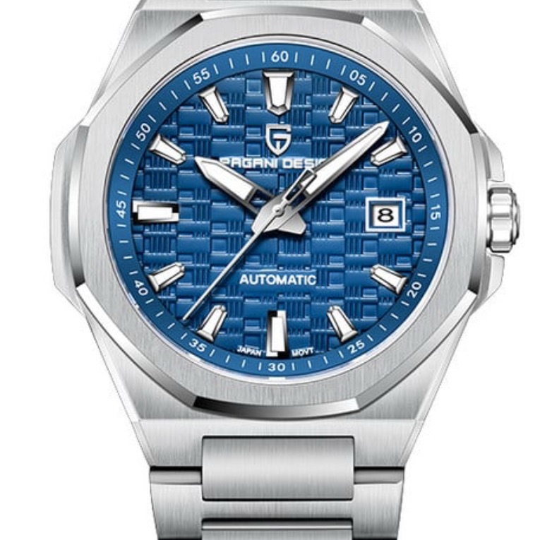 Pagani Design Silver And Blue Dial Automatic Watch Mens